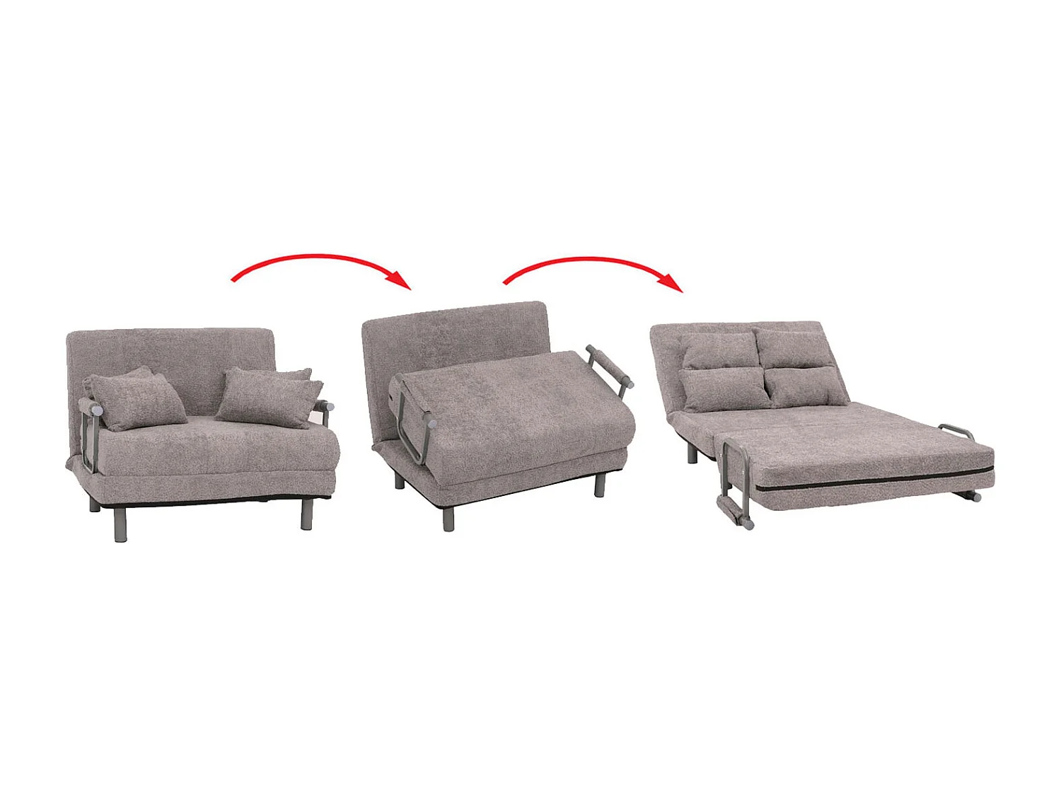 Poltrona letto MCW-K29, pieghevole Divano letto, superficie riposo 190x100cm, tessuto bouclé (500g/m²) ~ grigio scuro