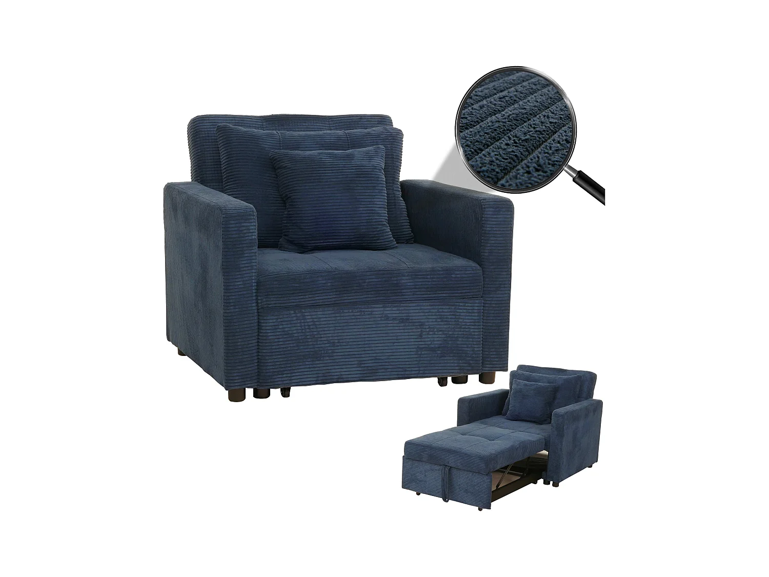 Fotel rozkładany MCW-L90,  niebieski