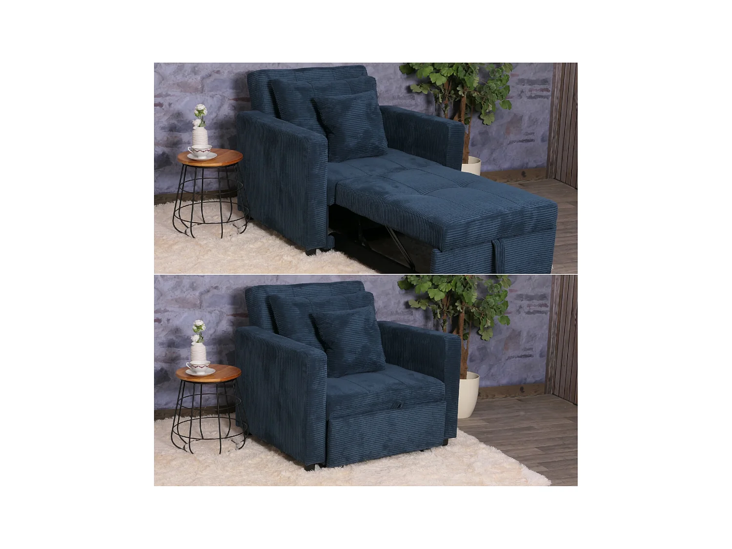 Fotel rozkładany MCW-L90,  niebieski