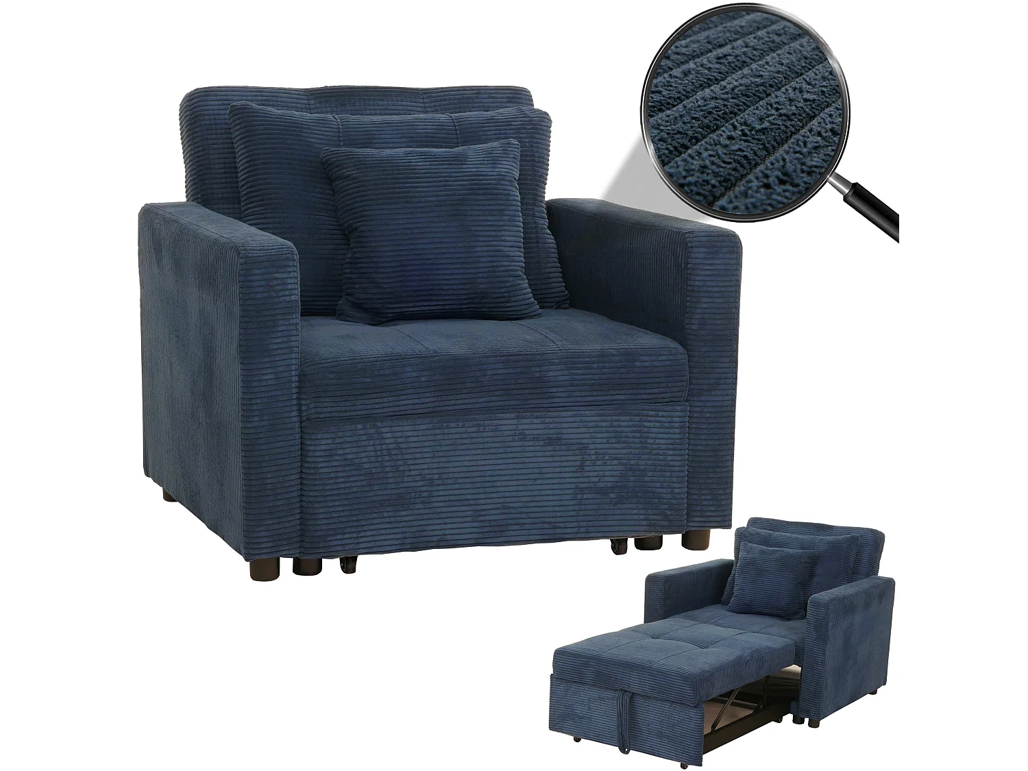 Sovesofa MCW-L90,  blå