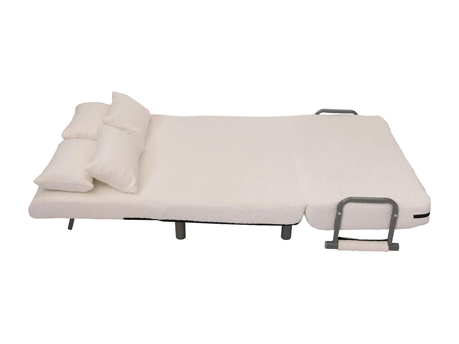 Poltrona letto MCW-K29, pieghevole Divano letto, superficie riposo 190x100cm, tessuto bouclé (500g/m²) ~ avorio