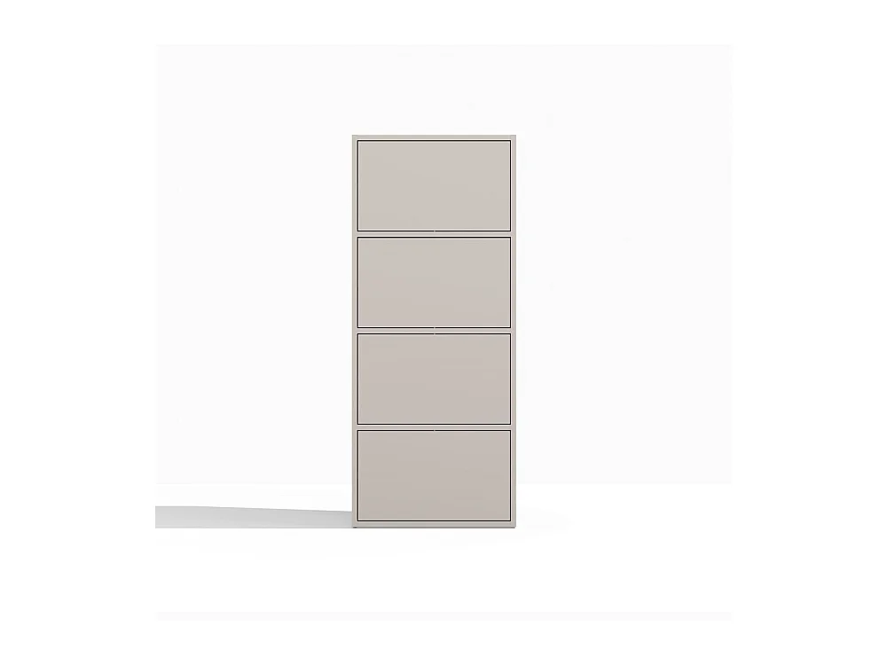 ALMA - Commode haute de rangement 4 portes avec ouverture tip-on - Beige cachemire