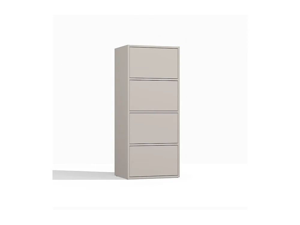 ALMA - Commode haute de rangement 4 portes avec ouverture tip-on - Beige cachemire