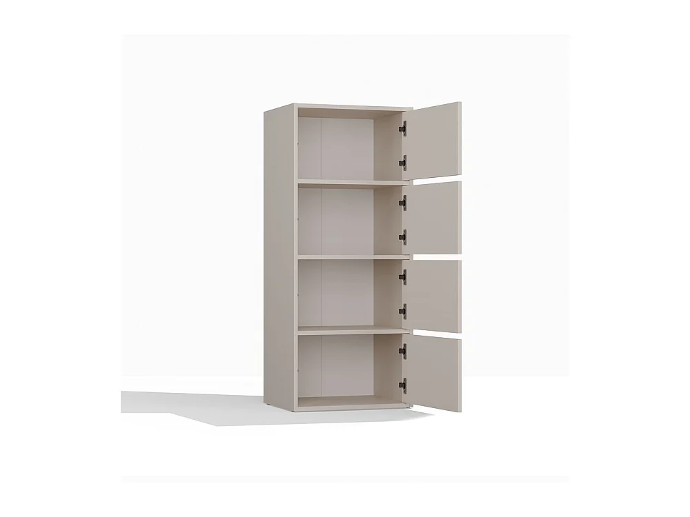 ALMA - Commode haute de rangement 4 portes avec ouverture tip-on - Beige cachemire