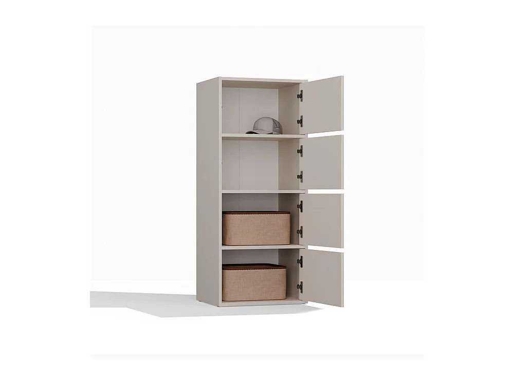 ALMA - Commode haute de rangement 4 portes avec ouverture tip-on - Beige cachemire