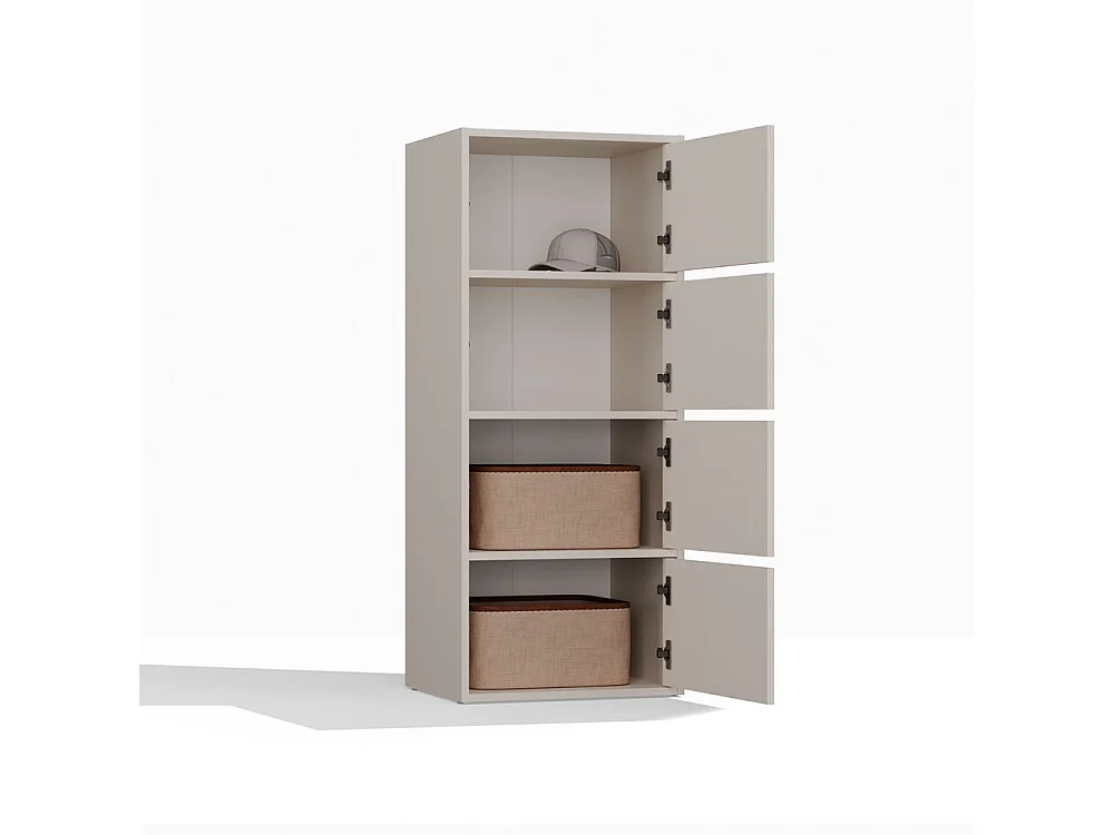 ALMA - Cómoda alta de almacenamiento con 4 puertas con apertura tip-on - Beige cachemira