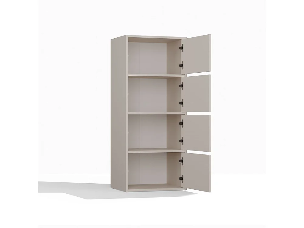 ALMA – Kommode – 4 Türen, 4 Regale– 50x40x119 cm – Kaschmir /  Beige