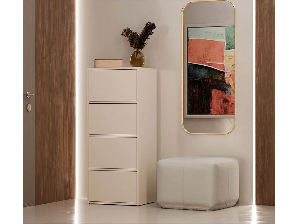 ALMA - Commode 4 portes pour chambre à coucher - 50 x 119 x 40 cm - Beige Cachemire