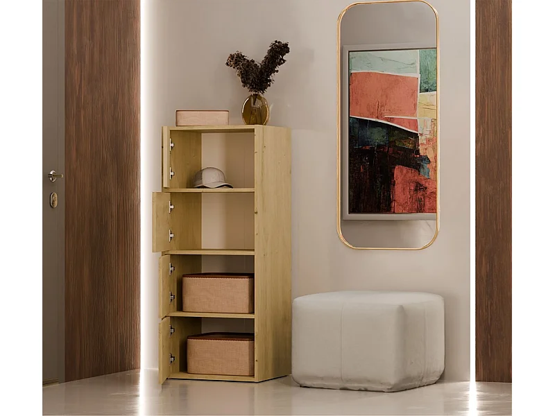 ALMA - Commode haute de rangement 4 portes avec ouverture tip-on - Artisan