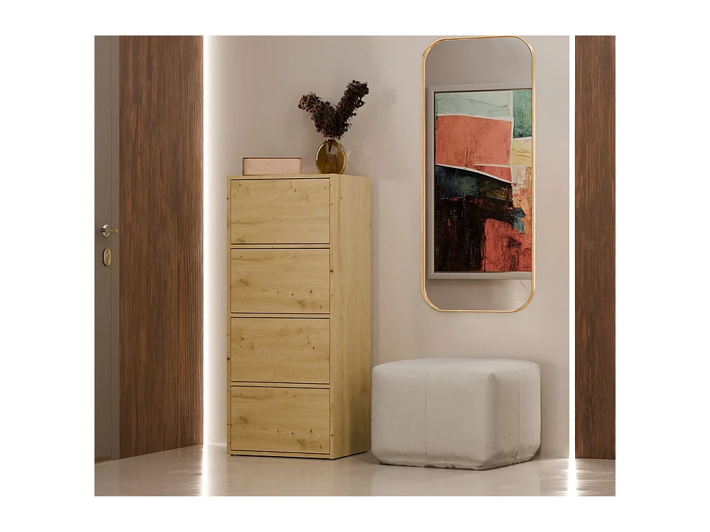 ALMA - Commode haute de rangement 4 portes avec ouverture tip-on - Artisan