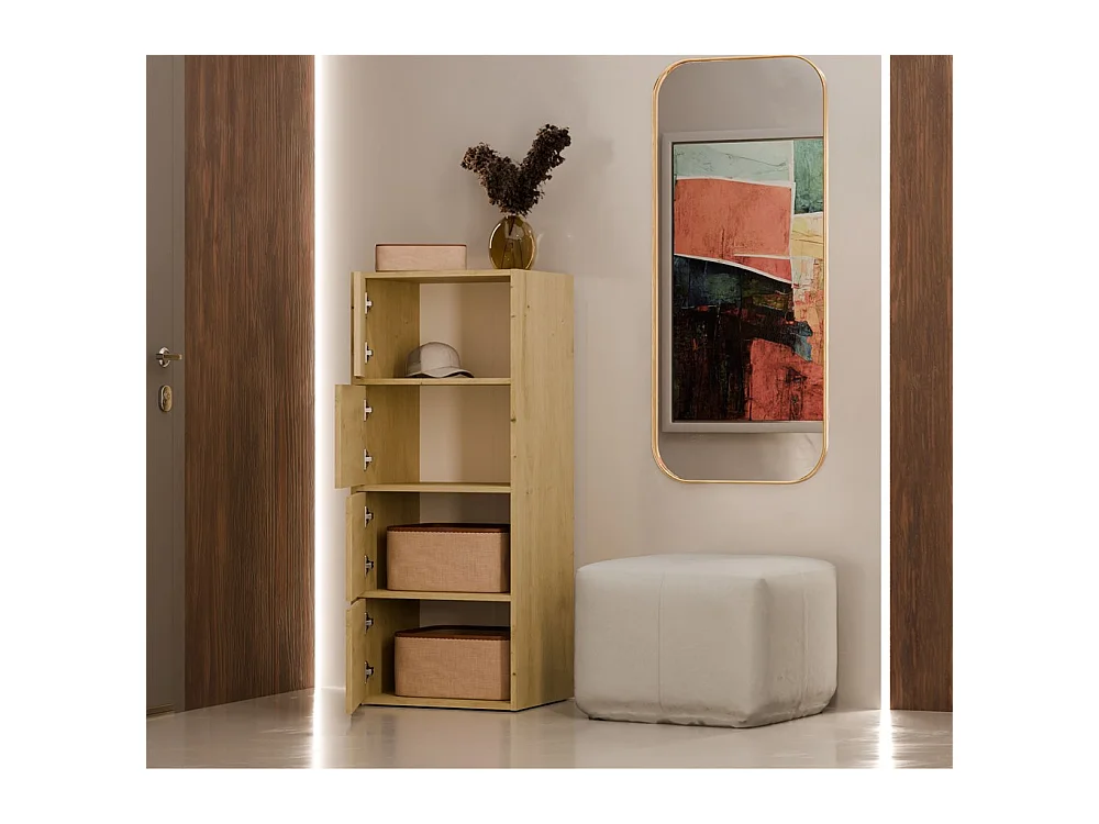 ALMA - Commode haute de rangement 4 portes avec ouverture tip-on - Artisan