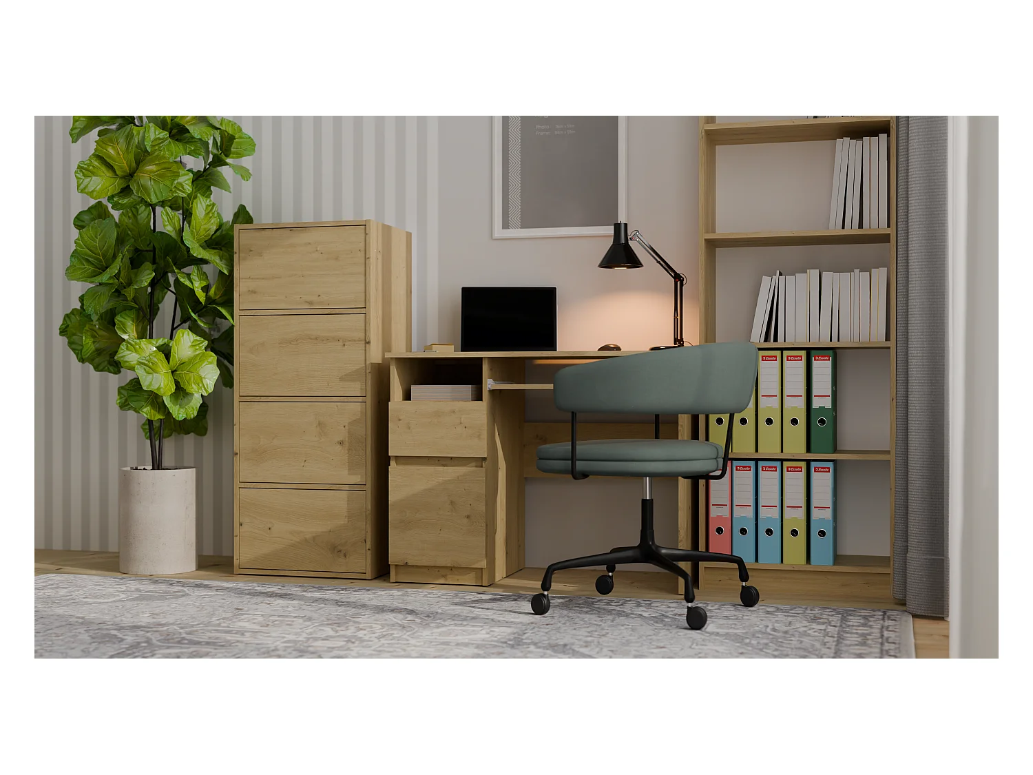 ALMA - Commode haute de rangement 4 portes avec ouverture tip-on - Artisan