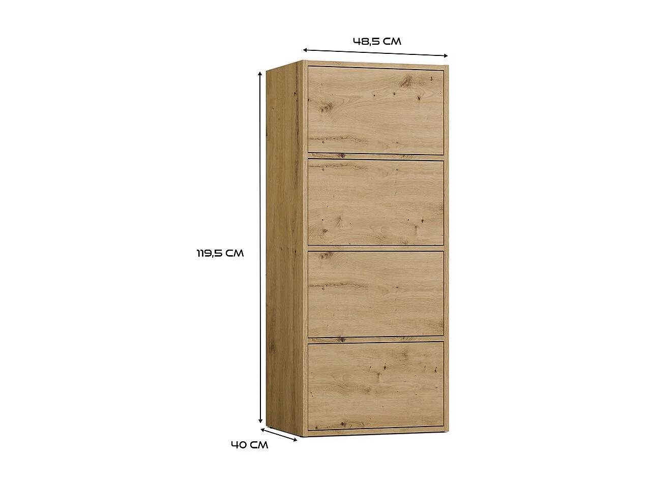 Komoda ALMA 4D | Dąb Artisan | 50x40x119 cm | 4 Półki