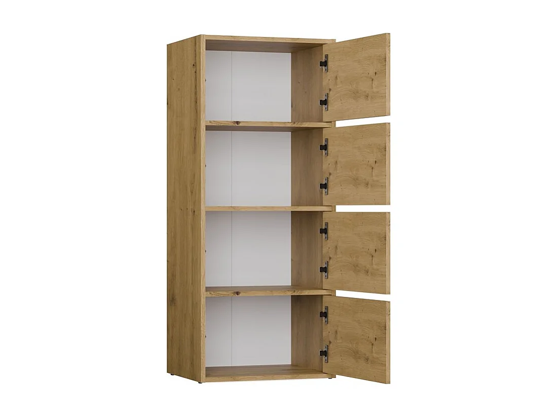 ALMA - Commode - 4 portes pour chambre - 50x119x40cm - Chêne Artisan