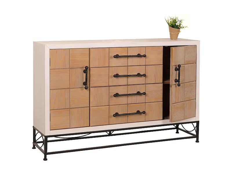 Cassettiera MCW-N30, credenza mobile con ante e cassetto, legno massiccio MDF, 92x140x42cm