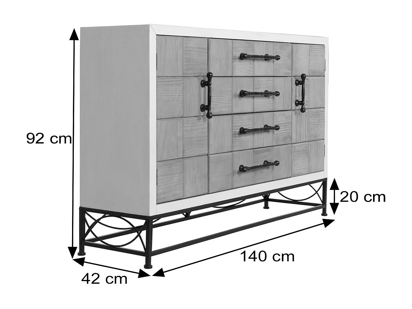 Cassettiera MCW-N30, credenza mobile con ante e cassetto, legno massiccio MDF, 92x140x42cm