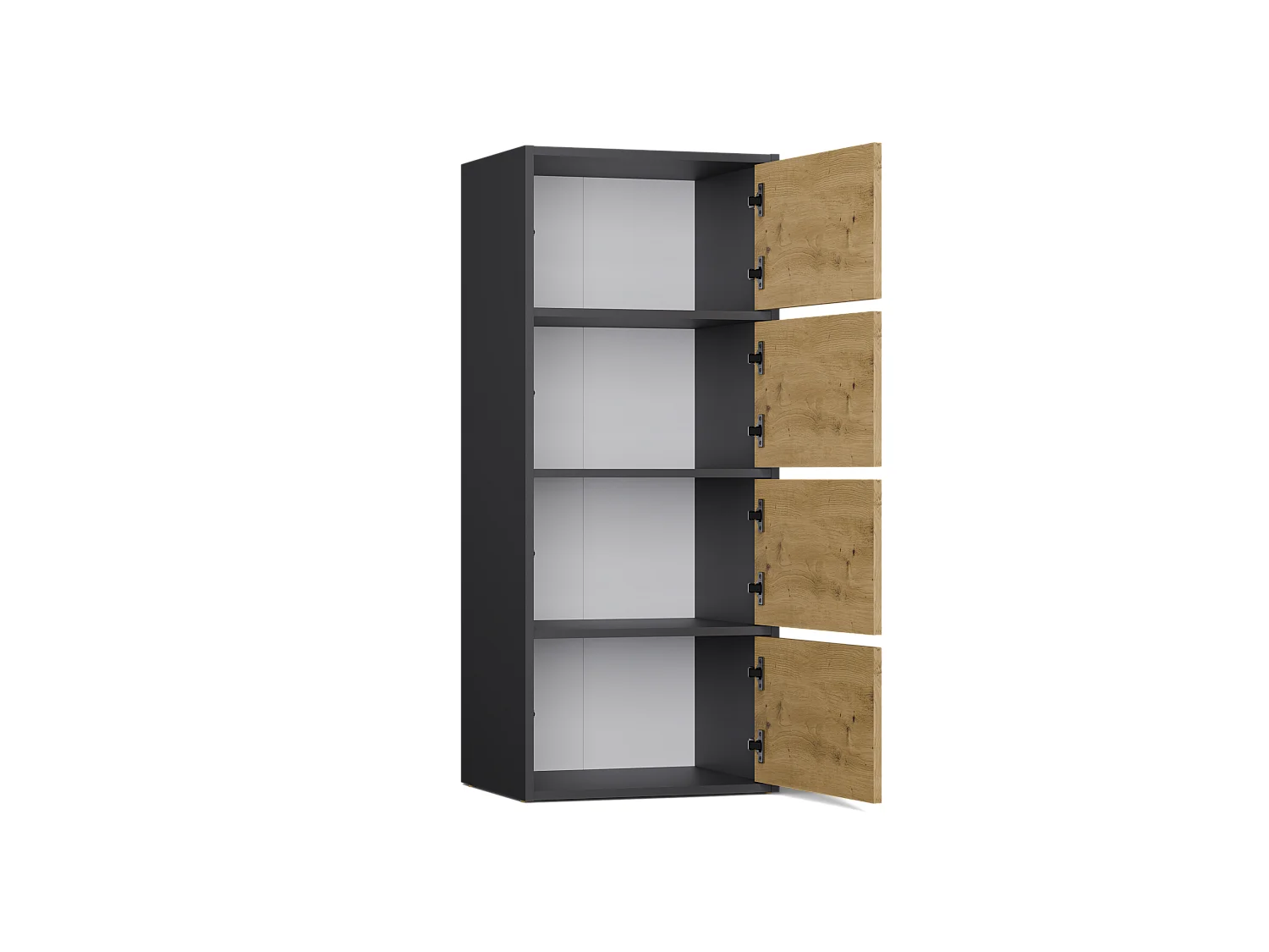 ALMA - Commode - 4 portes pour chambre à coucher - 50x119x40 cm - Anthracite / Chêne Artisan