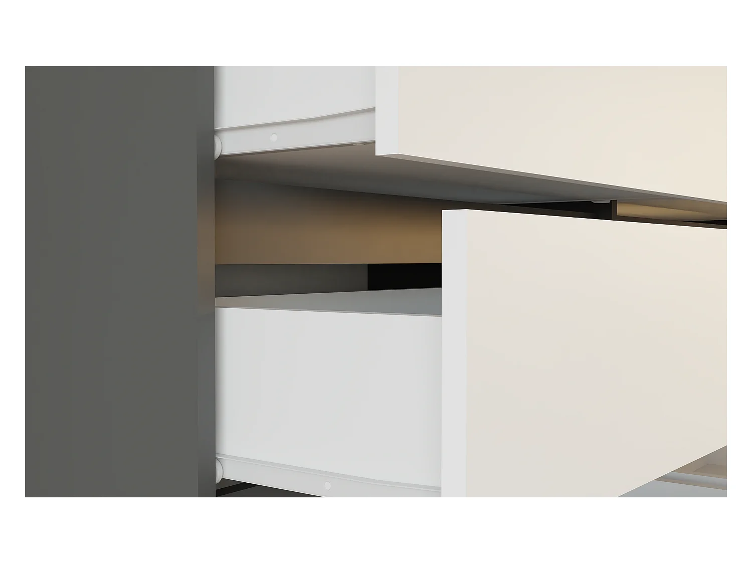 MILAN - Commode de chambre large 6 tiroirs - 30x120x75cm - Meuble de rangement - Anthracite et blanc