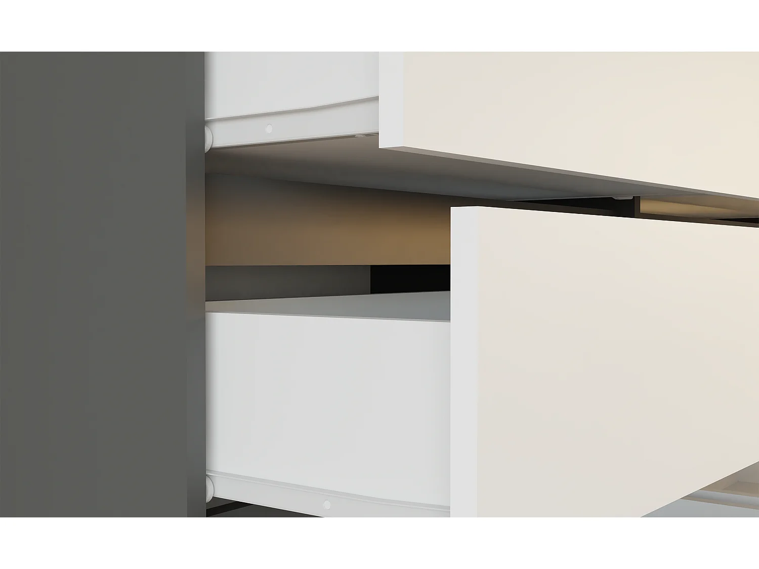 MILAN - Commode de chambre large 6 tiroirs - 30x120x75cm - Meuble de rangement - Anthracite et blanc