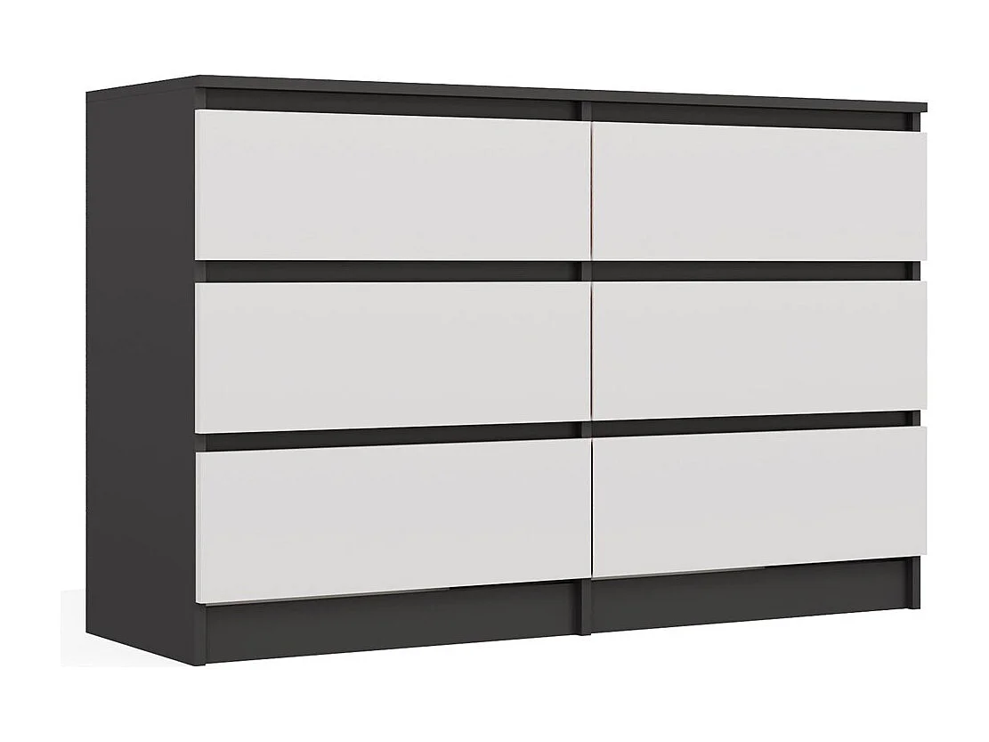 Komoda Malwa M6 | Antracyt/Biały | 120x30x75 cm | Nowoczesna 6 Szuflad
