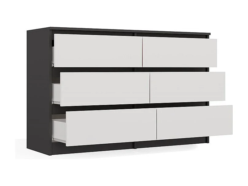 Komoda Malwa M6 | Antracyt/Biały | 120x30x75 cm | Nowoczesna 6 Szuflad