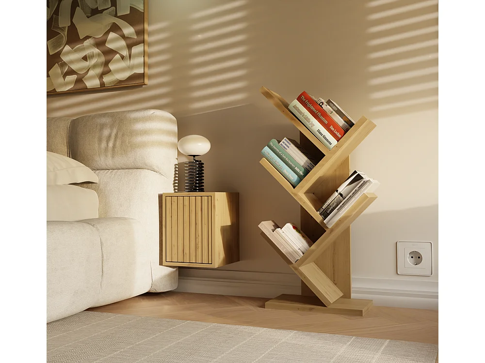 VIVIE - 4 mensole inclinate - 61x26,5x15,5 cm - Contenitore per libri