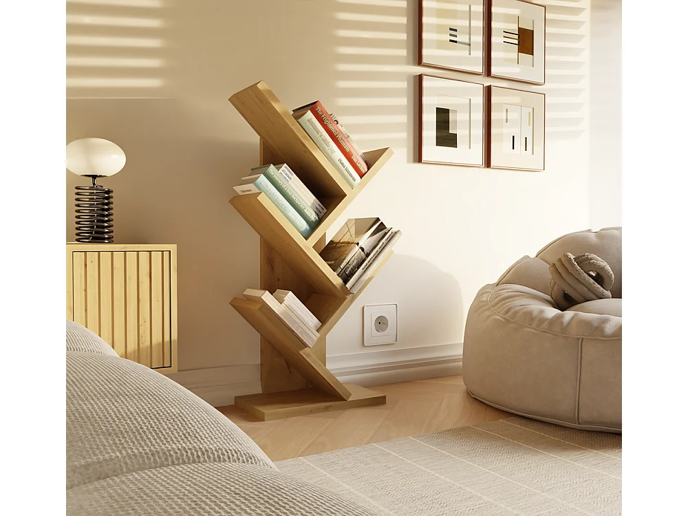 VIVIE - 4 mensole inclinate - 61x26,5x15,5 cm - Contenitore per libri