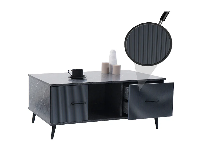 Salontafel MCW-N89,  marmer look grijs