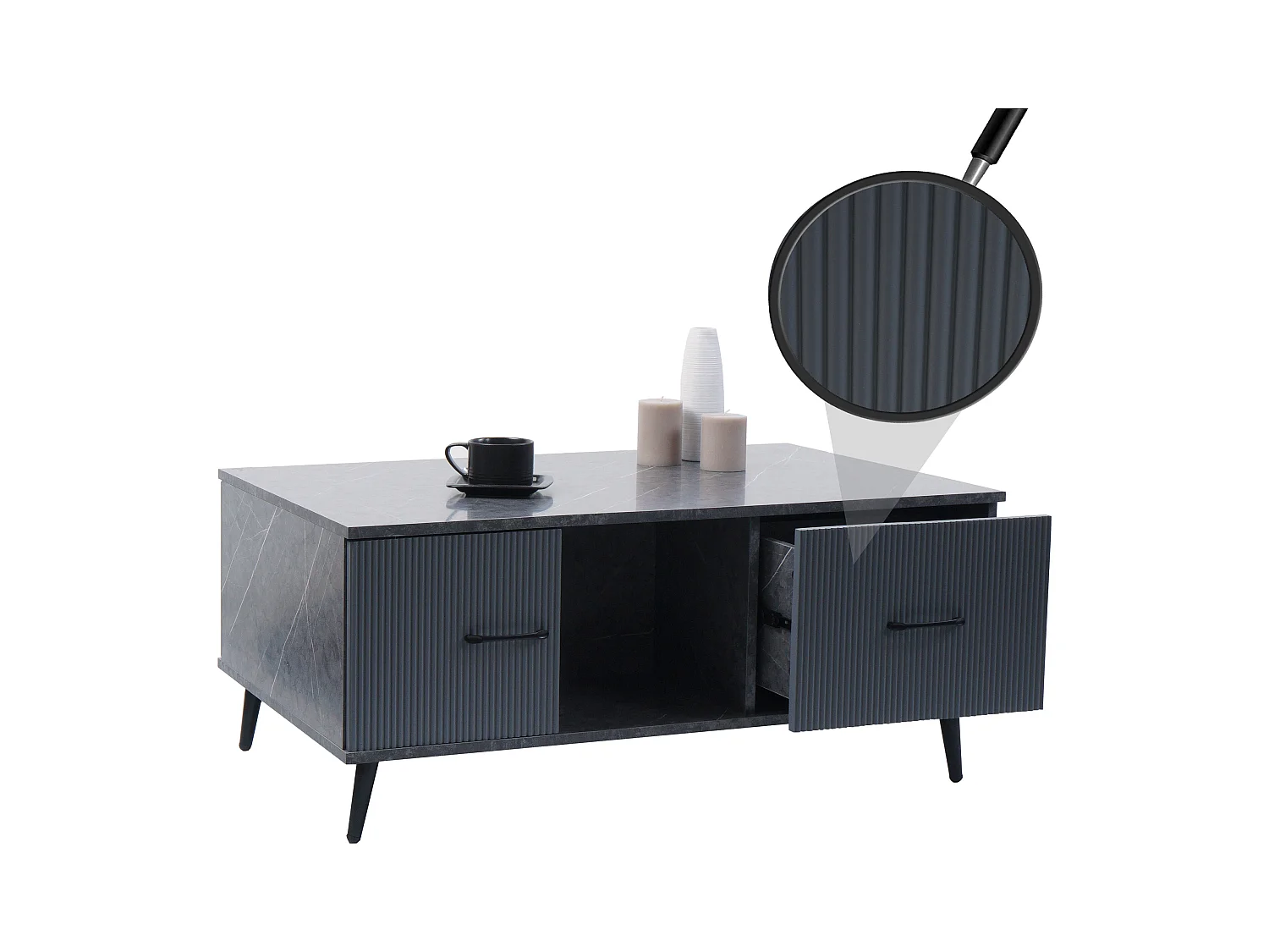 Stolik kawowy MCW-N89,  marmurowy wygląd szary