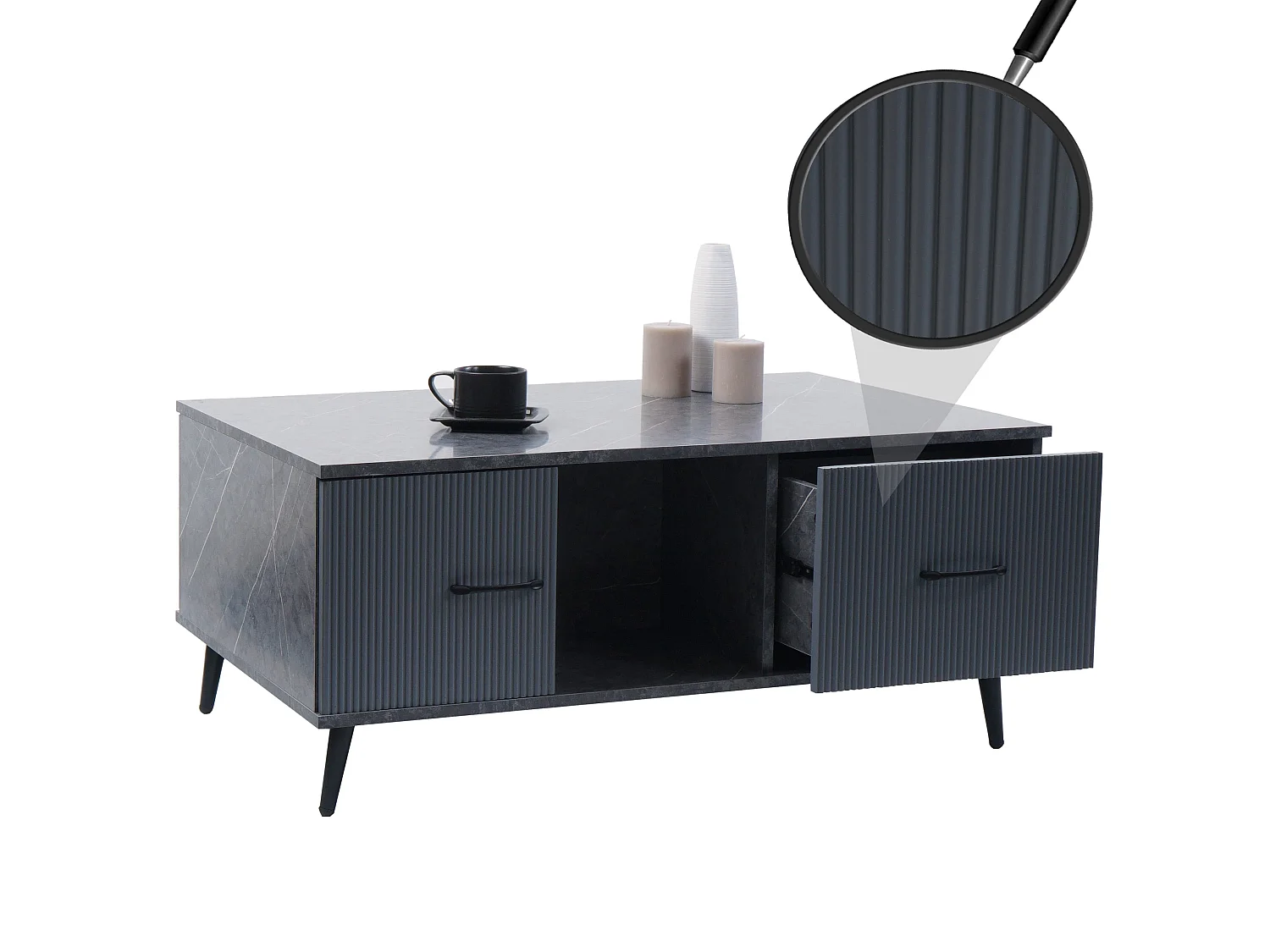 Couchtisch MCW-N89, Marmor-Optik grau