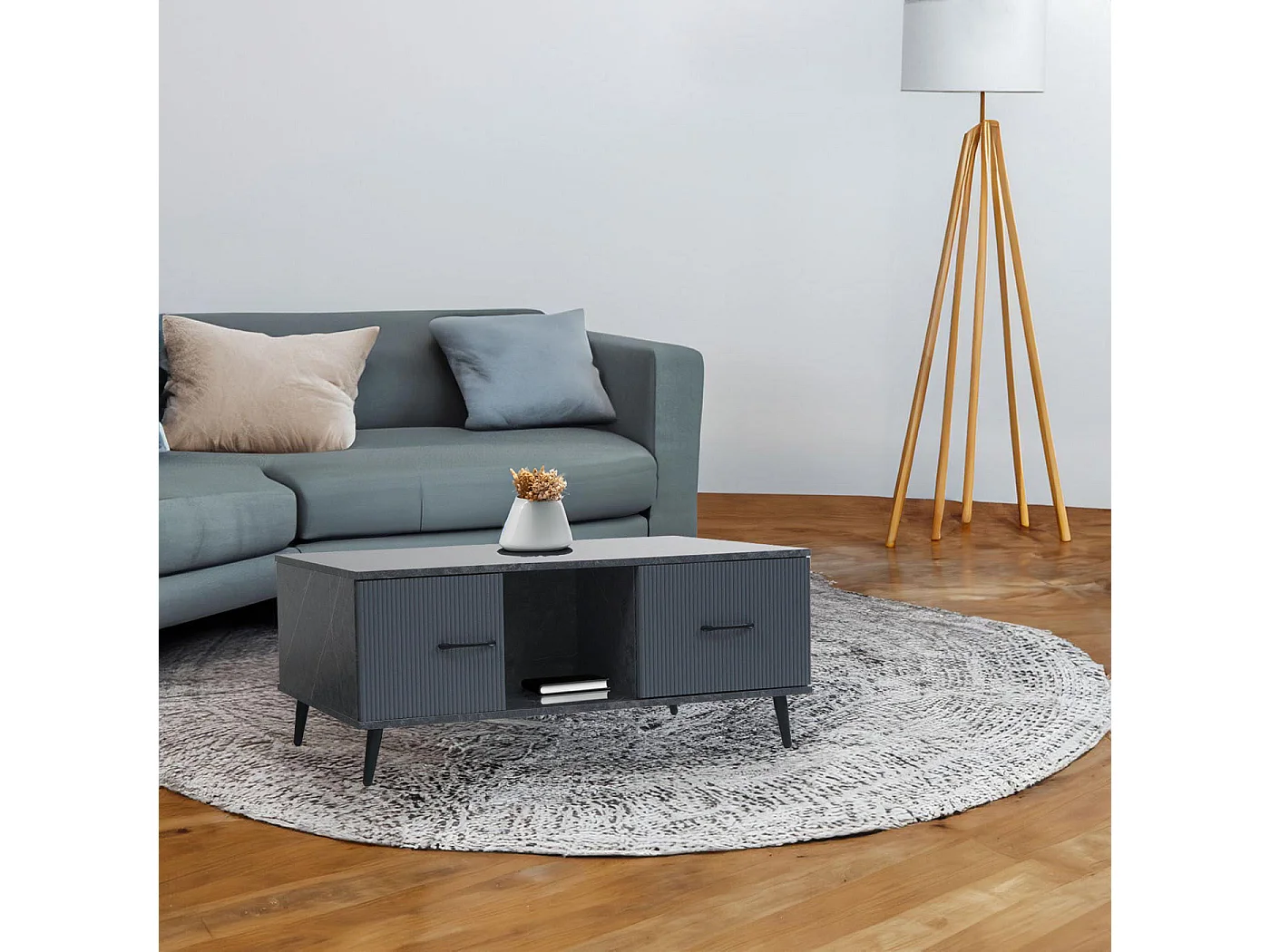 Couchtisch MCW-N89, Marmor-Optik grau