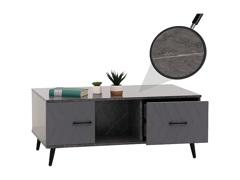 Stolik kawowy MCW-N89,  marmurowy wygląd szary