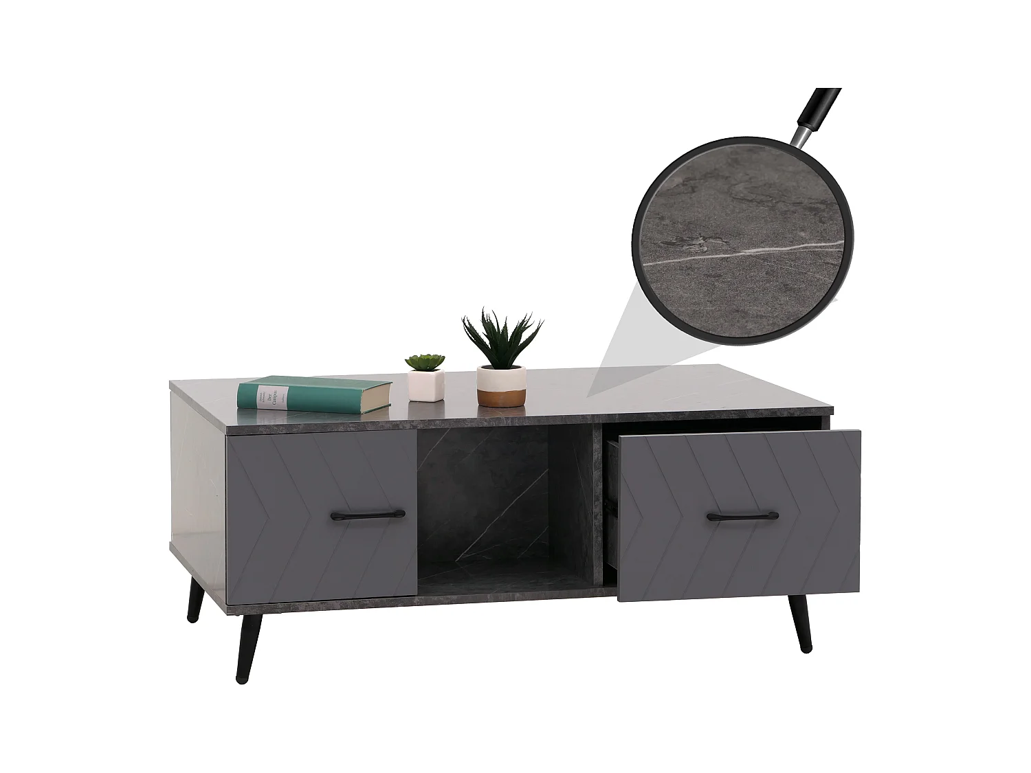 Stolik kawowy MCW-N89,  marmurowy wygląd szary