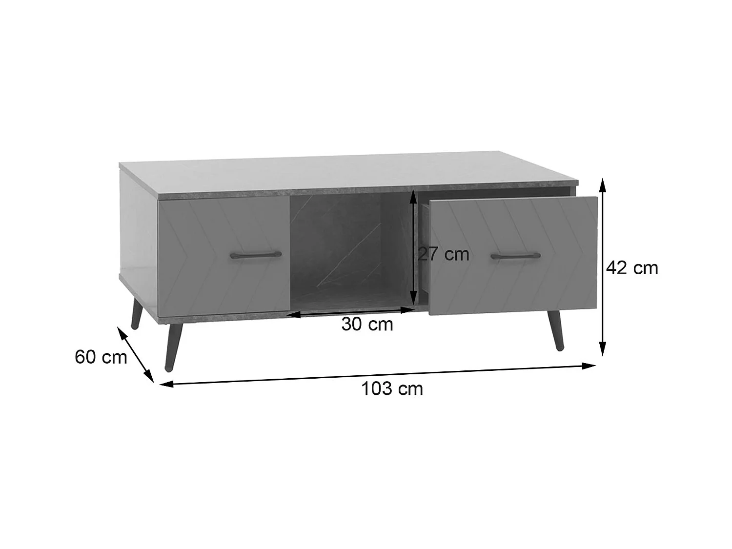 Stolik kawowy MCW-N89,  marmurowy wygląd szary
