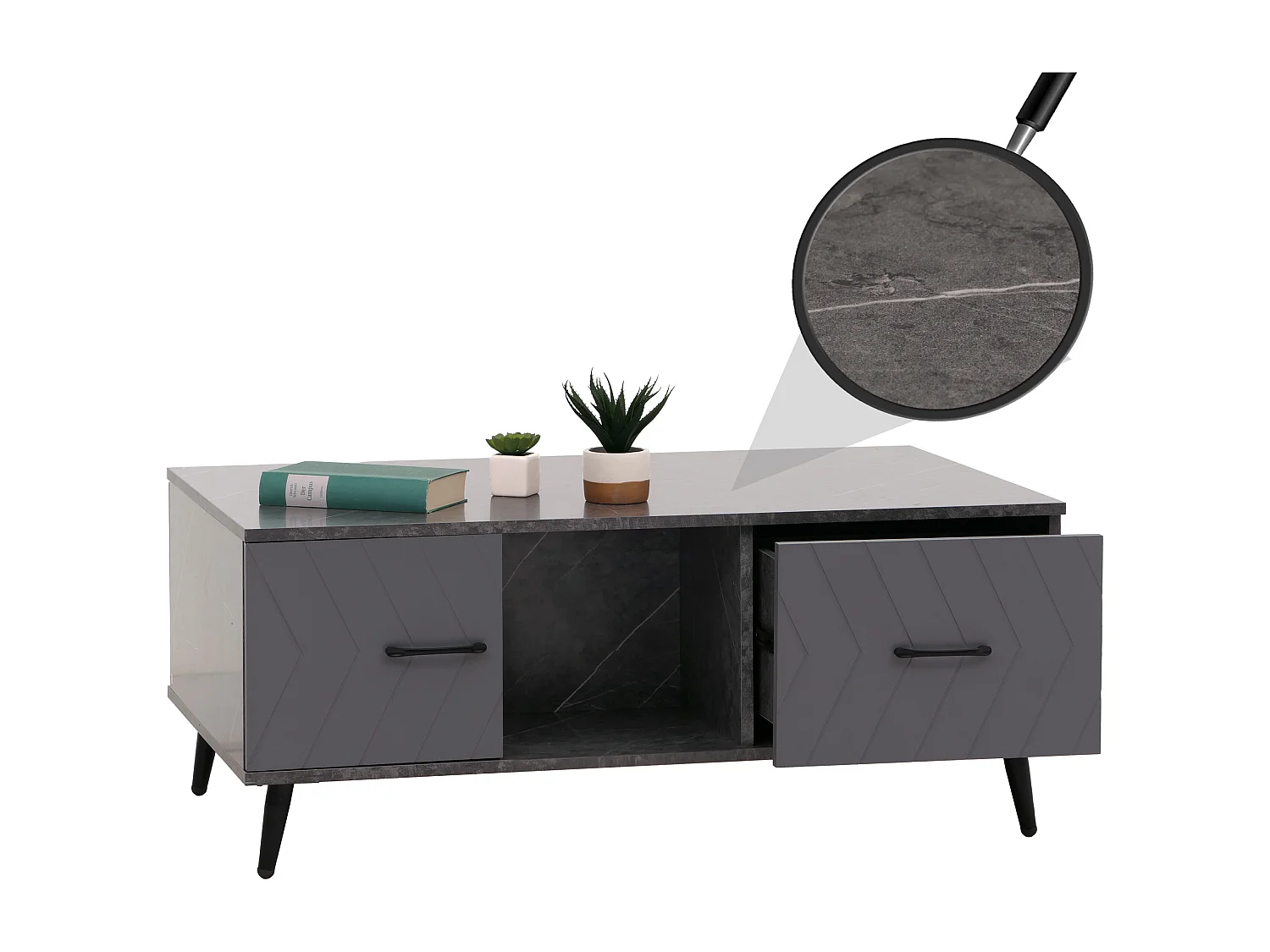 Stolik kawowy MCW-N89,  marmurowy wygląd szary