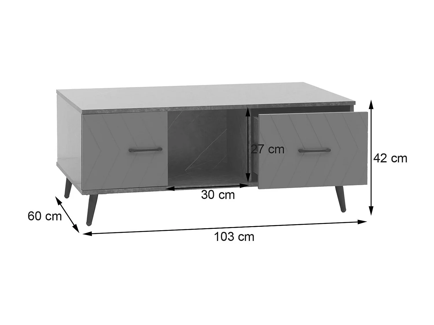Stolik kawowy MCW-N89,  marmurowy wygląd szary