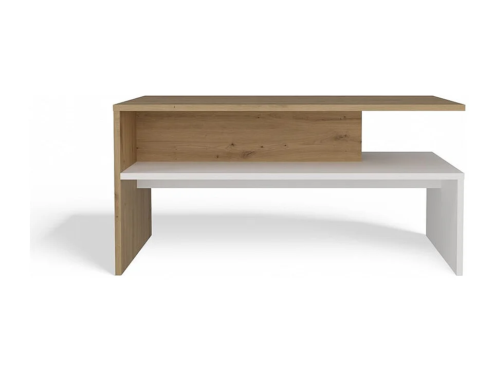Ława Boston Dąb Artisan Biały | 90x60x45 cm | Nowoczesny Stolik Kawowy