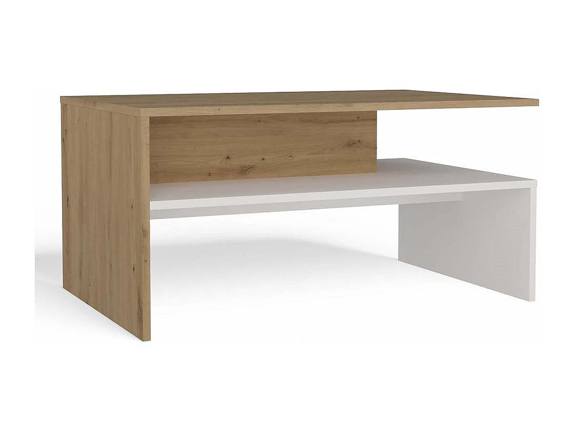 Ława Boston Dąb Artisan Biały | 90x60x45 cm | Nowoczesny Stolik Kawowy