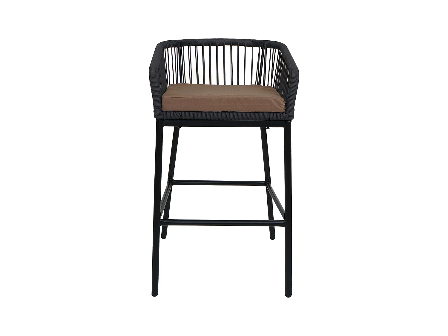 Tabouret de bar MCW-O22 (lot de 2),  anthracite, coussin taupe