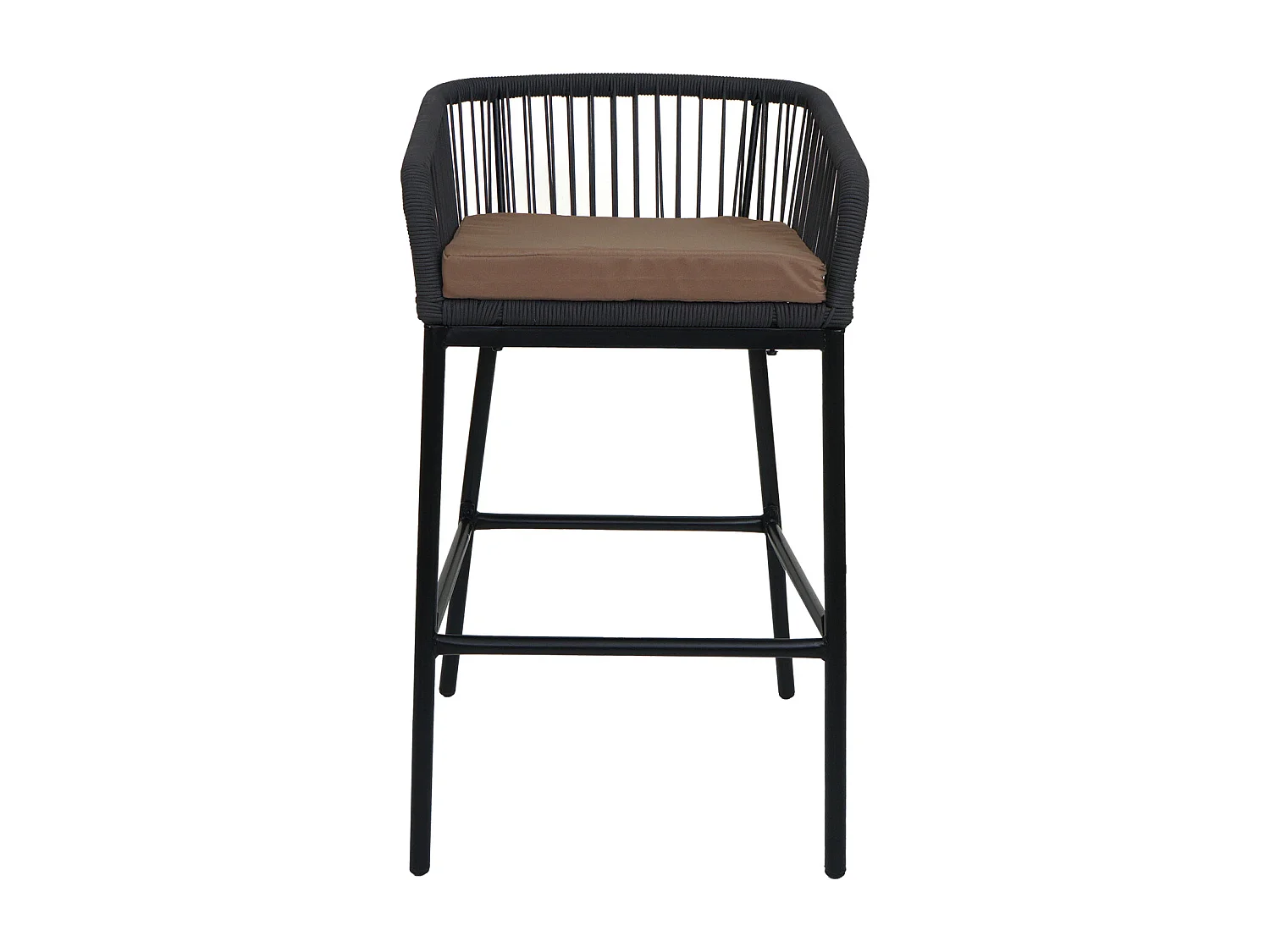 Tabouret de bar MCW-O22 (lot de 2),  anthracite, coussin taupe