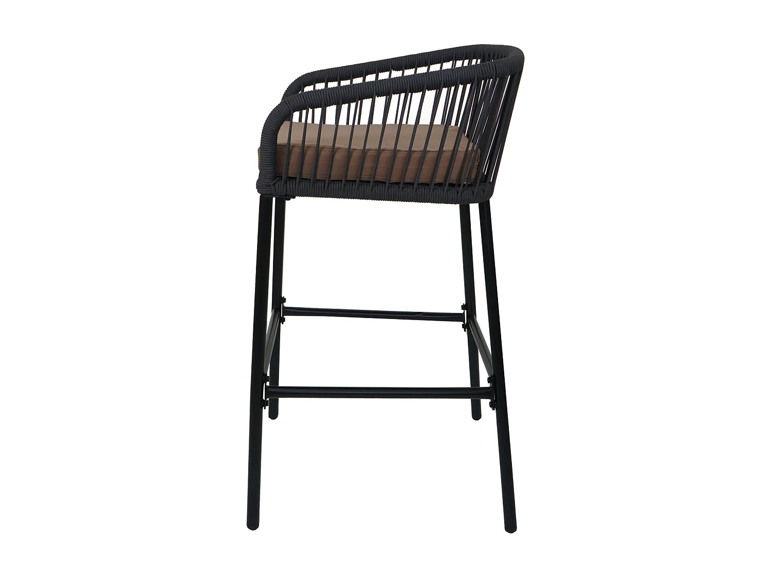 Tabouret de bar MCW-O22 (lot de 2),  anthracite, coussin taupe