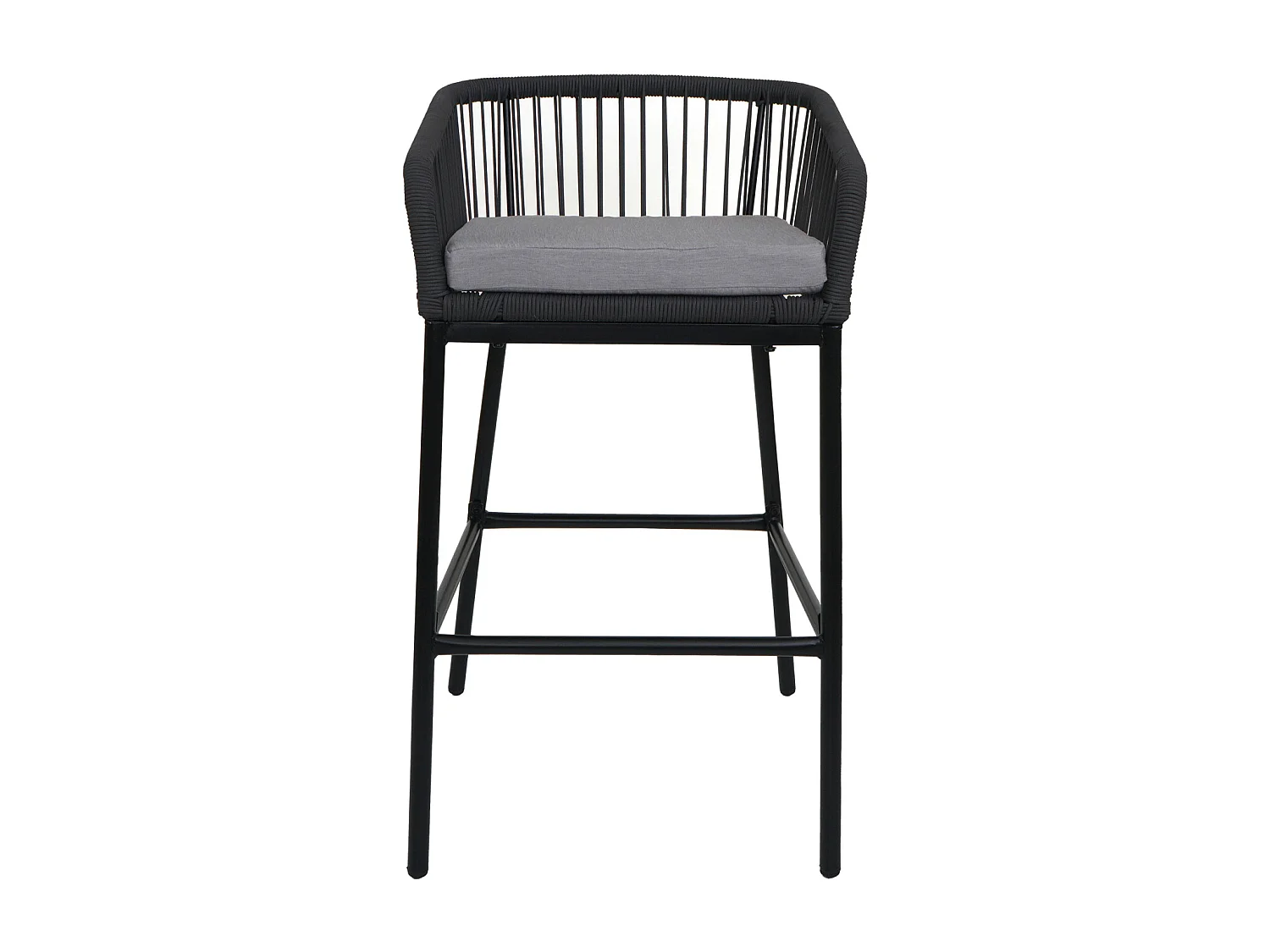 Tabouret de bar MCW-O22 (lot de 2),  anthracite, coussin gris clair