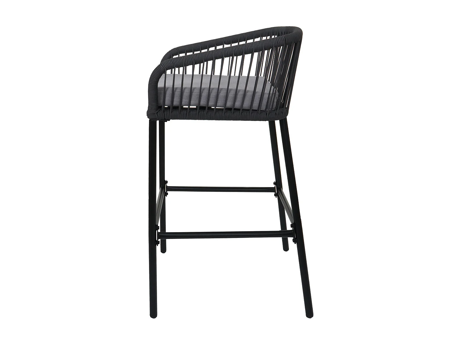 Tabouret de bar MCW-O22 (lot de 2),  anthracite, coussin gris clair