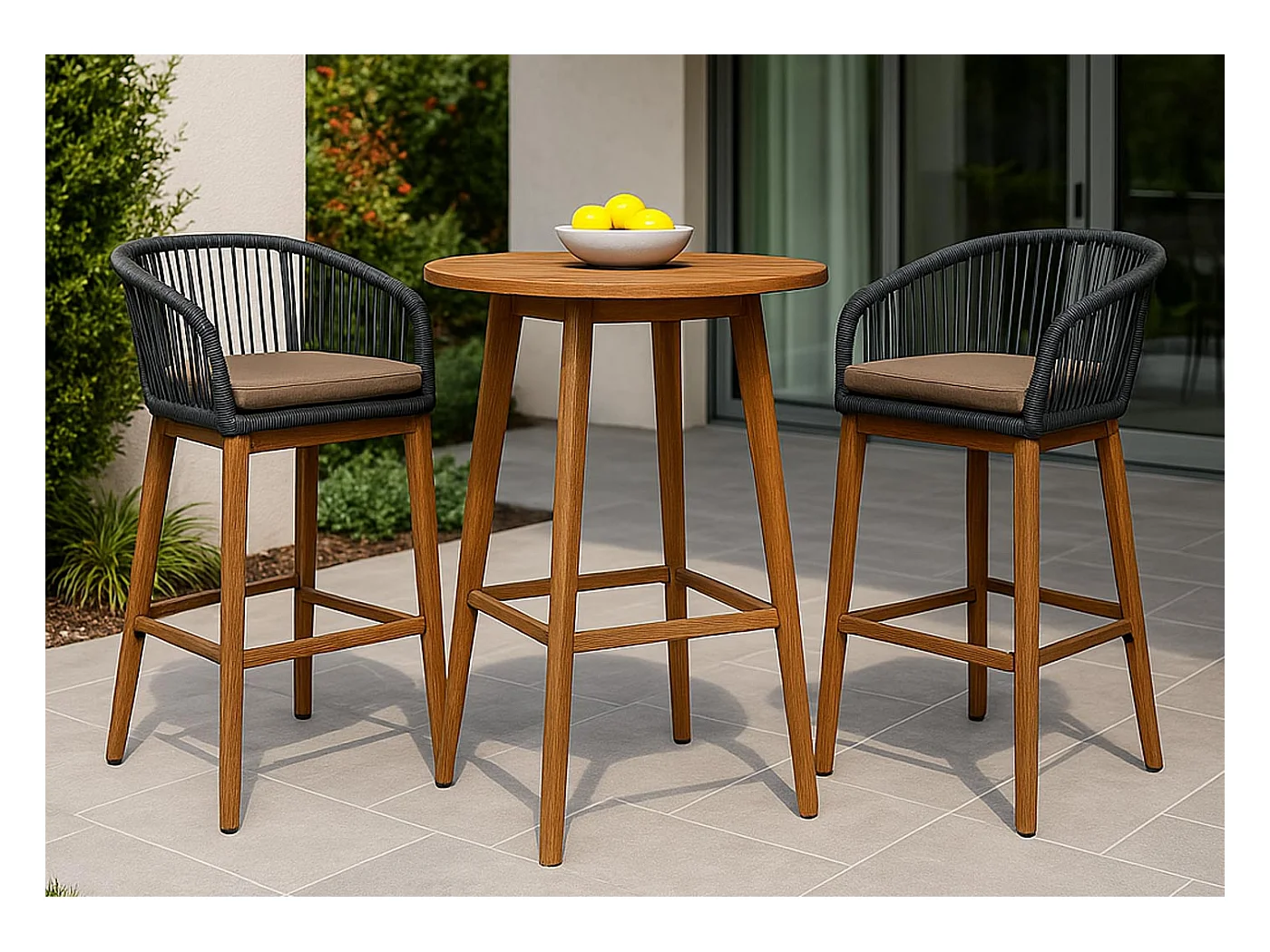 Tabouret de bar MCW-O22 (lot de 2),  gris clair, coussin taupe