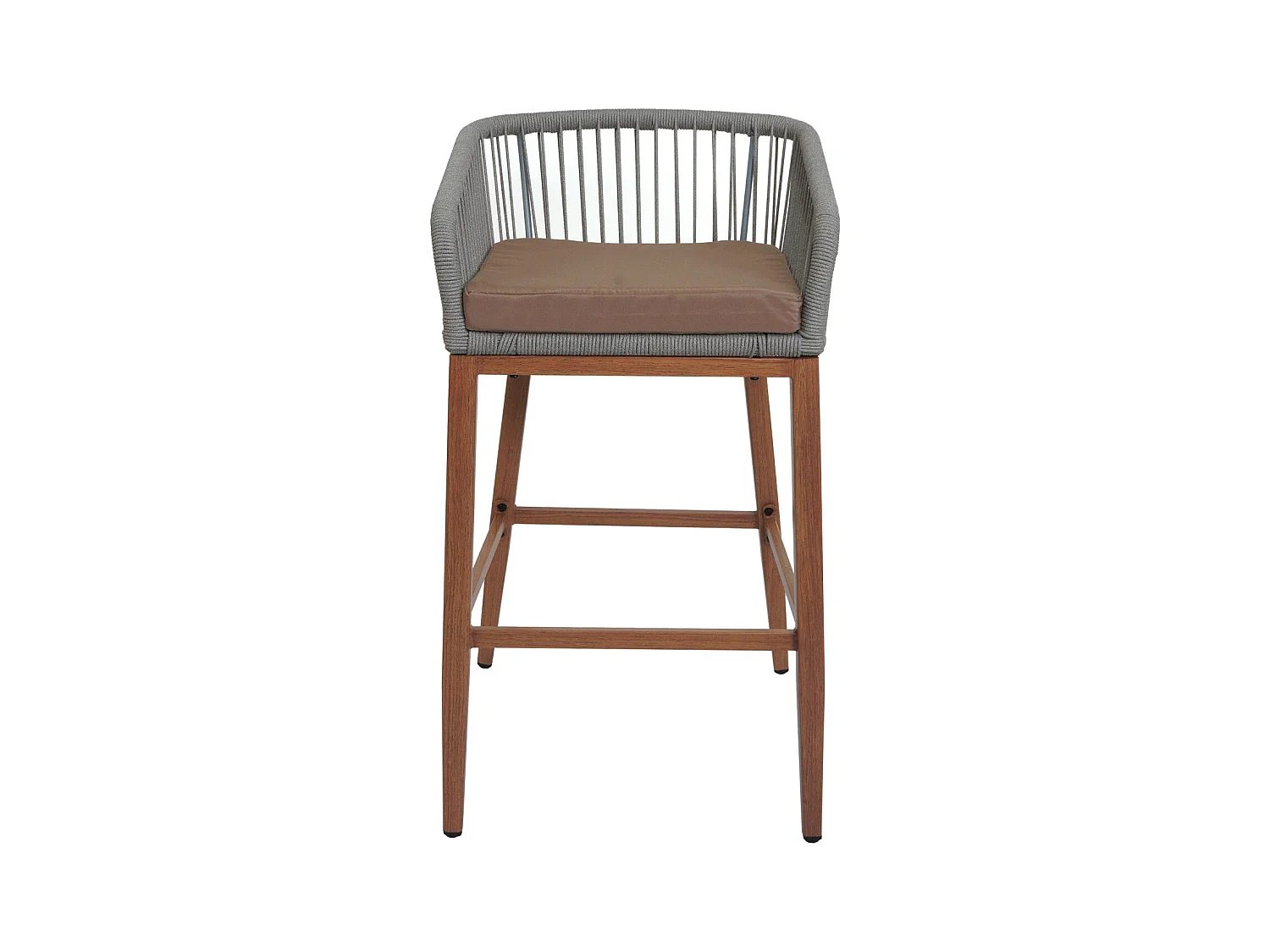 Tabouret de bar MCW-O22 (lot de 2),  gris clair, coussin taupe