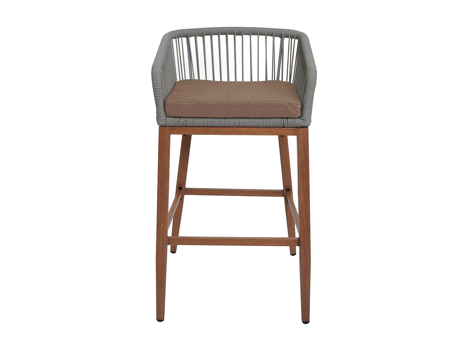 Tabouret de bar MCW-O22 (lot de 2),  gris clair, coussin taupe