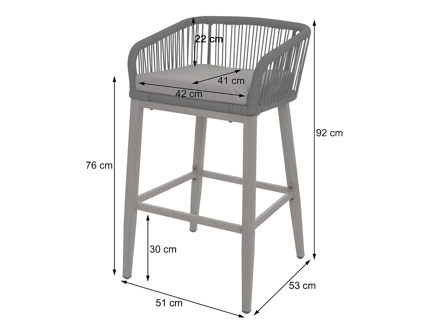 Barhocker MCW-O22 (2er-Set), Hellgrau, Kissen taupe