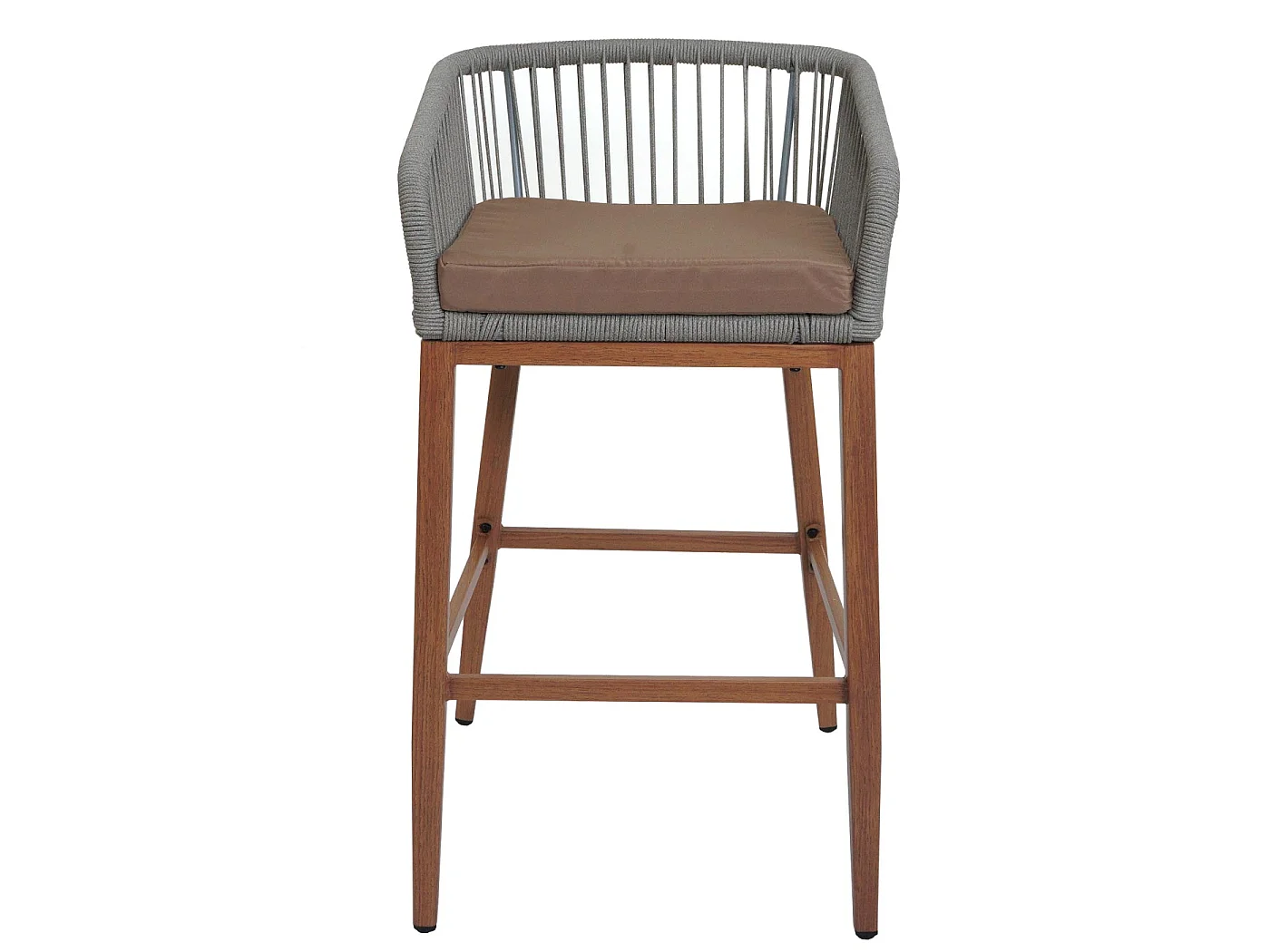 Barhocker MCW-O22 (2er-Set), Hellgrau, Kissen taupe