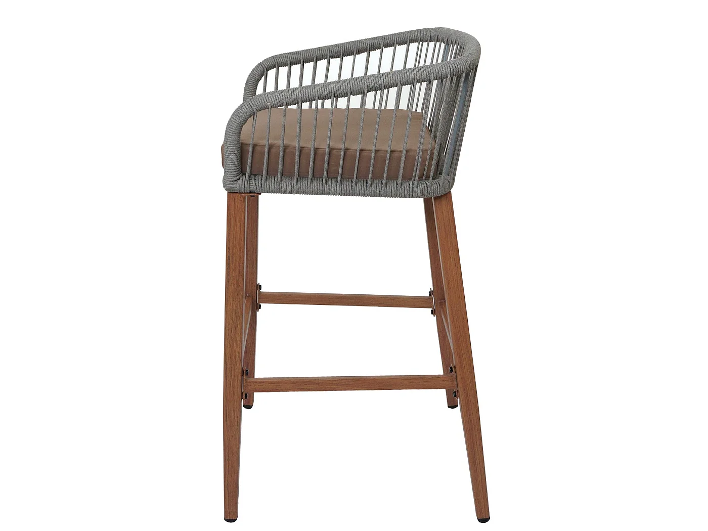 Barhocker MCW-O22 (2er-Set), Hellgrau, Kissen taupe