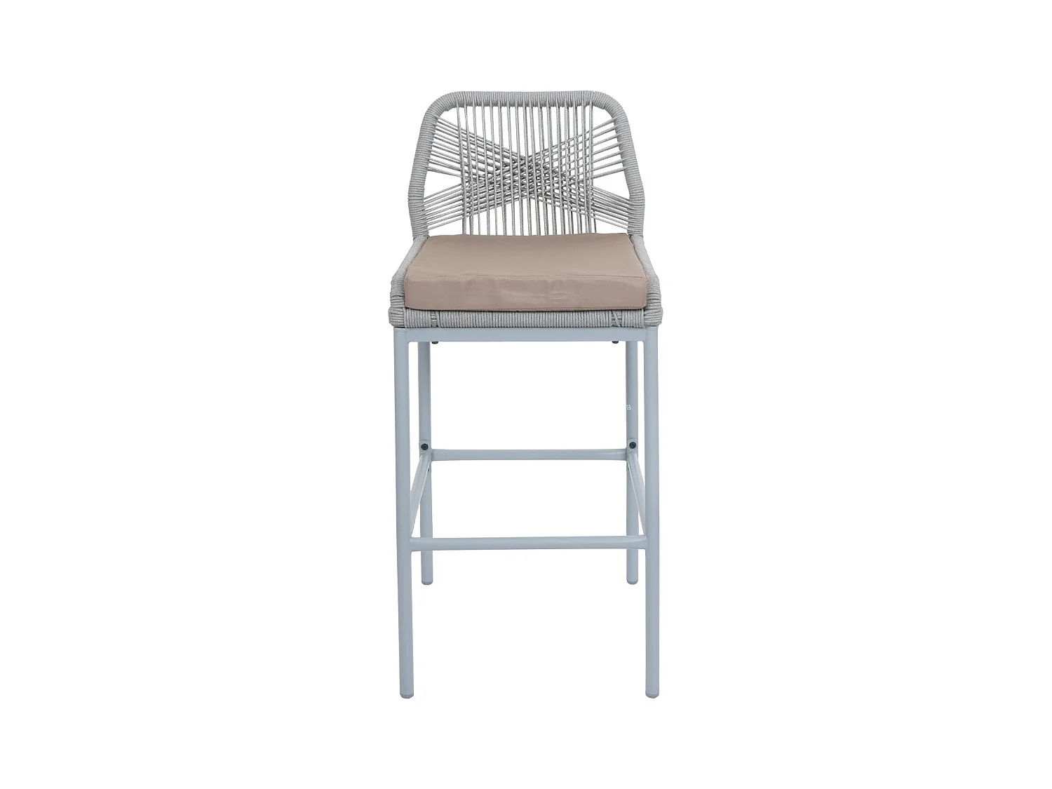 Tabouret de bar MCW-O21 (lot de 2),  gris clair, coussin taupe